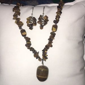 Brown Stone Earrings and Necklace